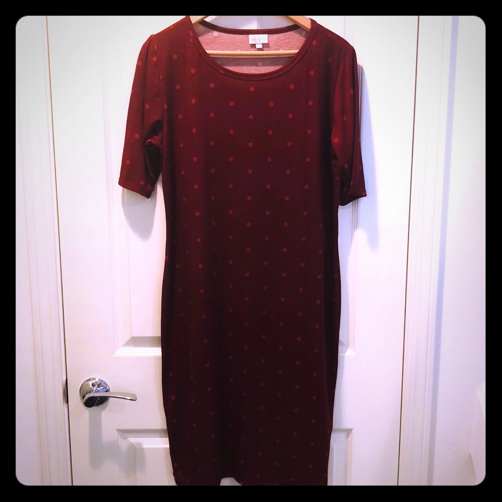 LuLaRoe Julia Dress. Red polka dot. XL